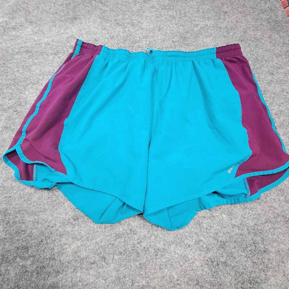 Reebok Speedwick Running Shorts Womens 2X Teal Plum Colorblock Athletic Gym
